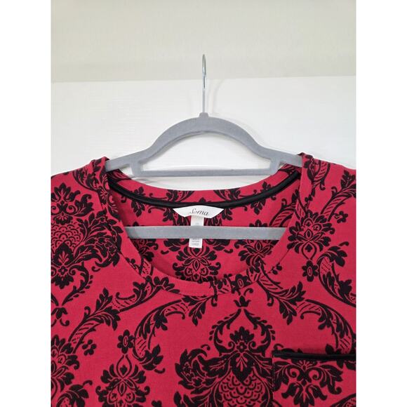 Soma Red Black Paisley Print Cotton Modal Stretch Sleepshirt Pajamas, Size Large - Picture 4 of 14